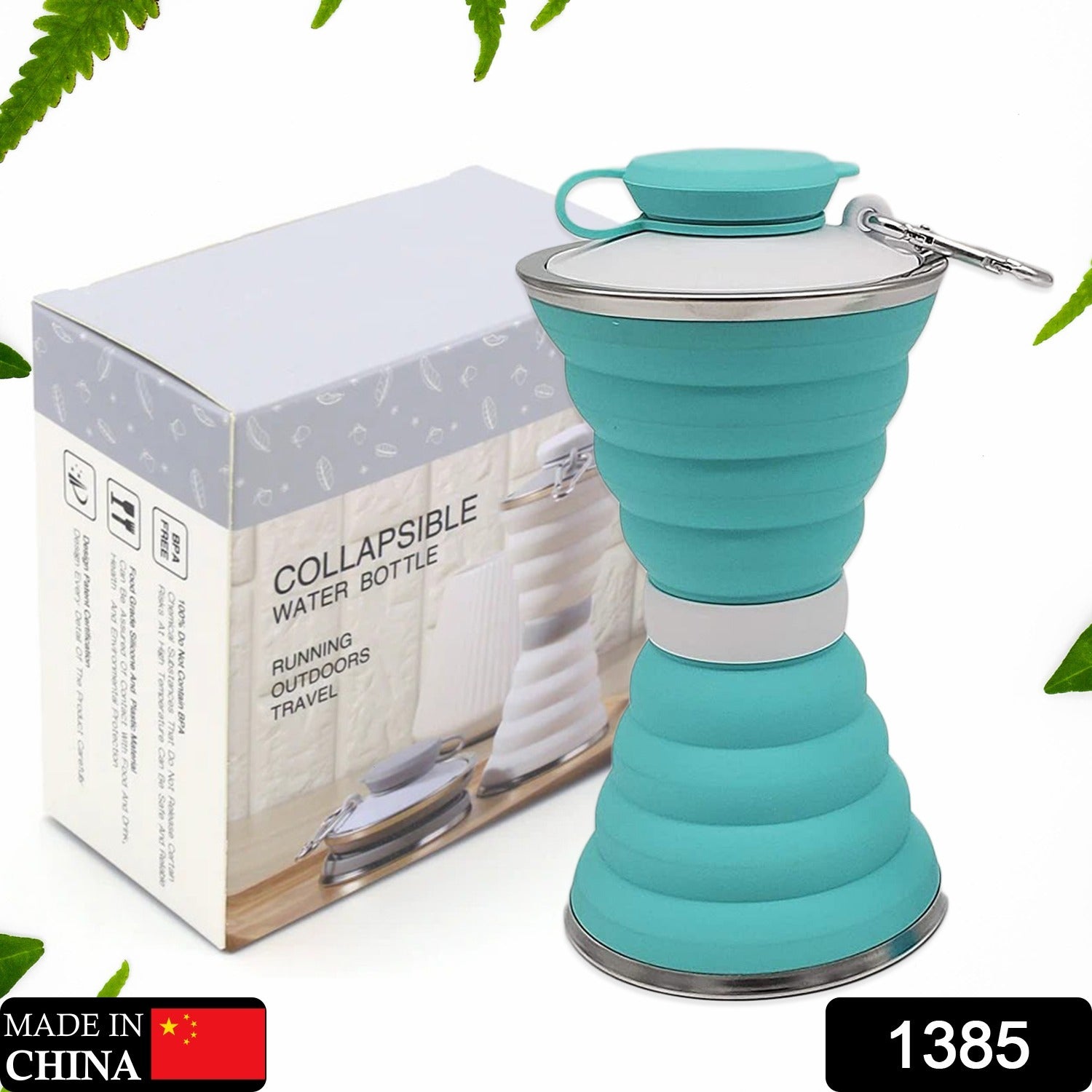 1385 Silicone Traveling Water Bottle BPA Free - Leak Proof Lightweight Collapsible - Small Folding Refillable and Space Saver for Camping Gym Sports Hiking Biking Yoga Outdoor DeoDap 1385 Silicone Traveling Water Bottle BPA Free - Leak Proof Lightweight Collapsible - Small Folding Refillable and Space Saver for Camping Gym Sports Hiking Biking Yoga Outdoor DeoDap